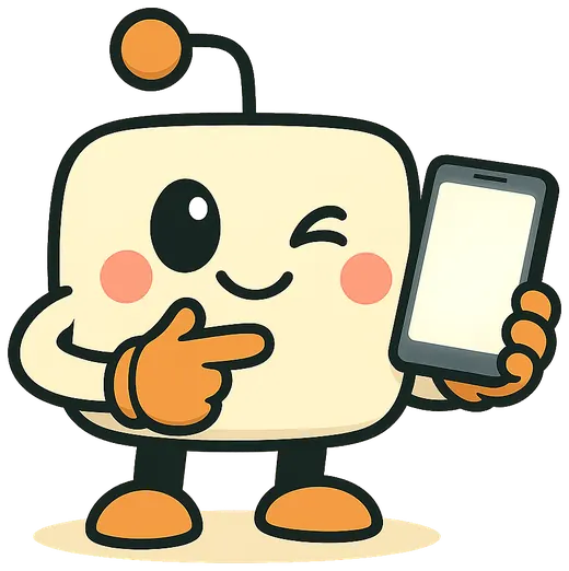 O Bit piscando, segurando um celular com um lembrete chegando