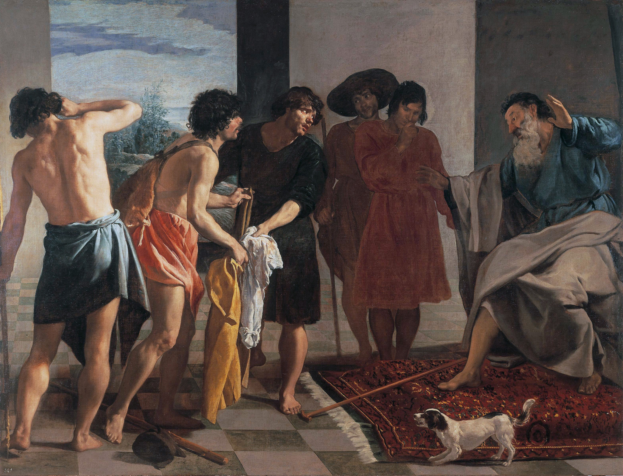 Irmãos apresentam a túnica de José ao pai Jacó, em pintura de Diego Velázquez, 1630.