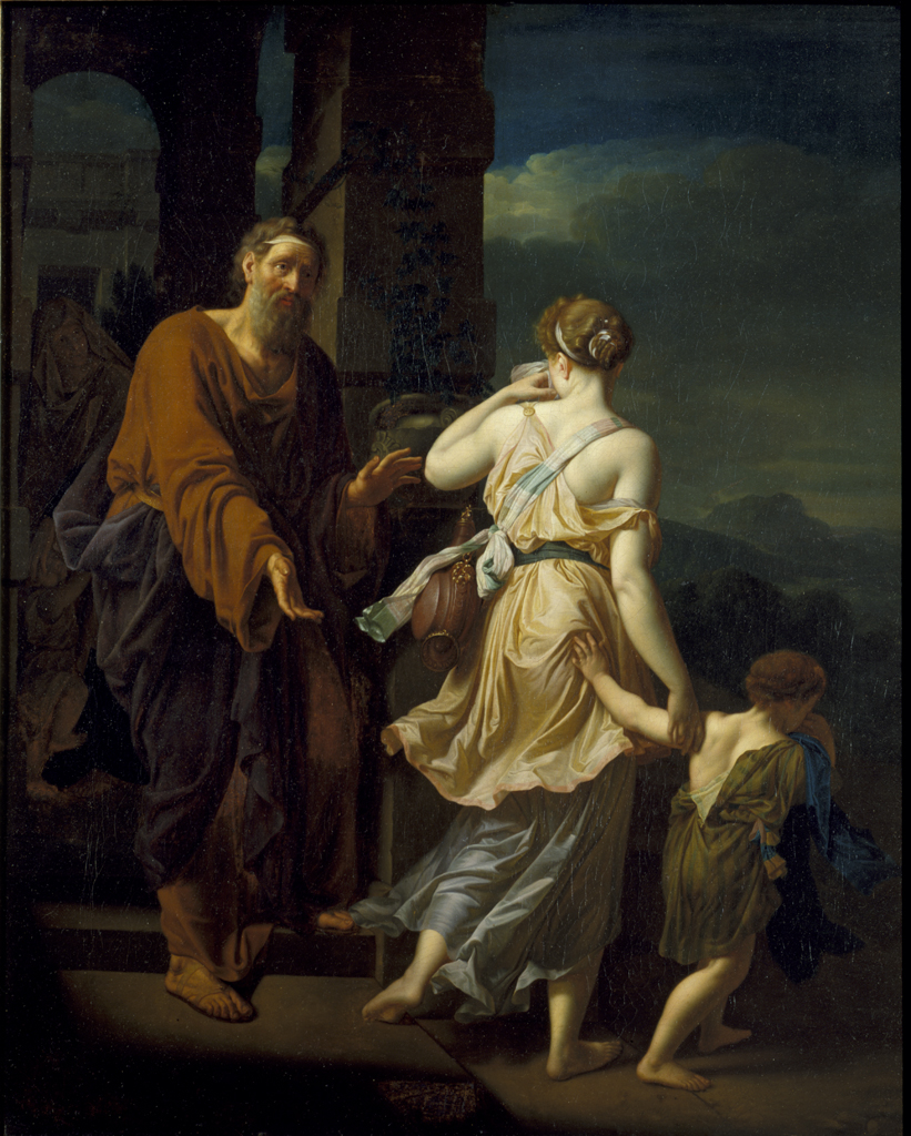Abraão despede Agar e o filho Ismael, em pintura de Adriaen van der Werff, 1699.