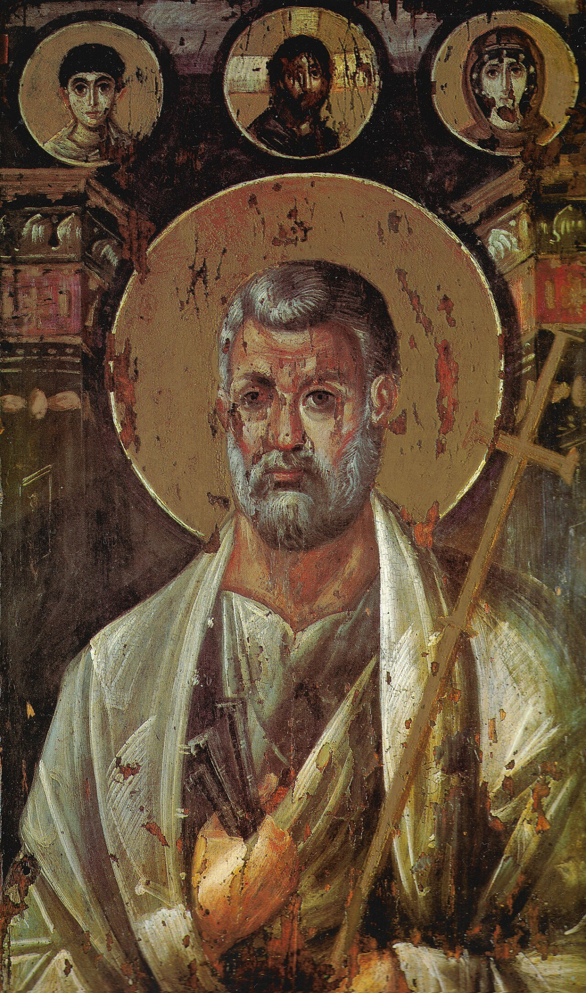 Ícone bizantino do século VII representando São Pedro com auréola dourada, atribuído ao Mosteiro de Santa Catarina.