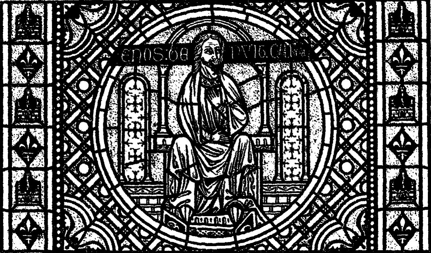 O patriarca Enos representado em vitral medieval da catedral de Lyon, França, obra de Lucien Bégule.