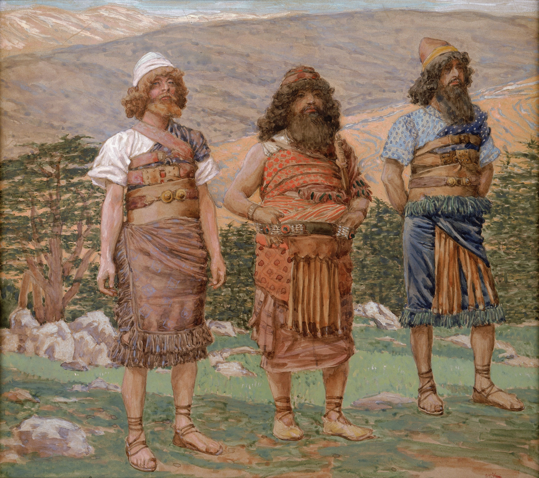 Sem, Cam e Jafé, os três filhos de Noé, retratados juntos em pintura de James Tissot (1896–1902).