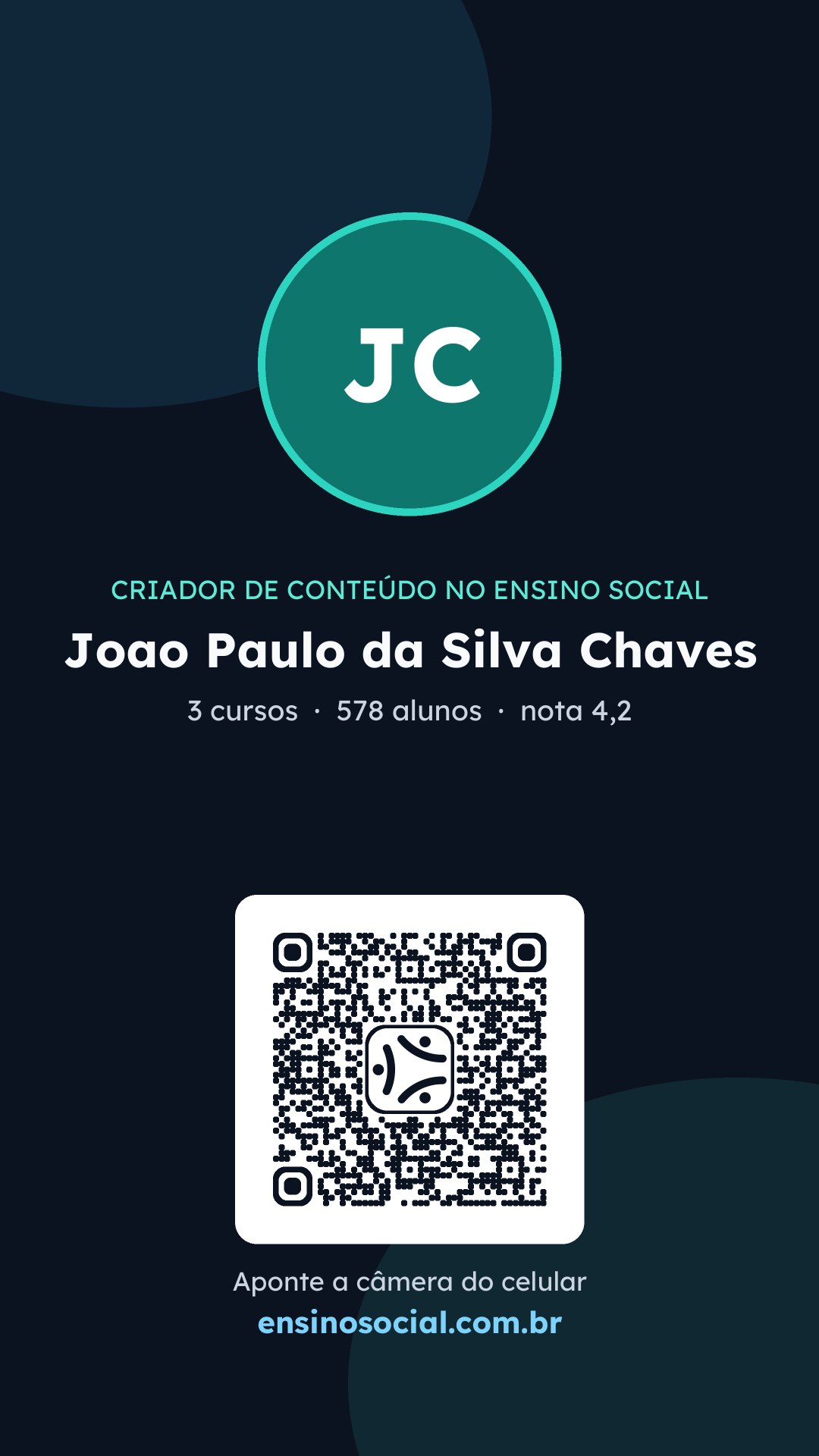 Cartão vertical de divulgação do perfil, formato Stories