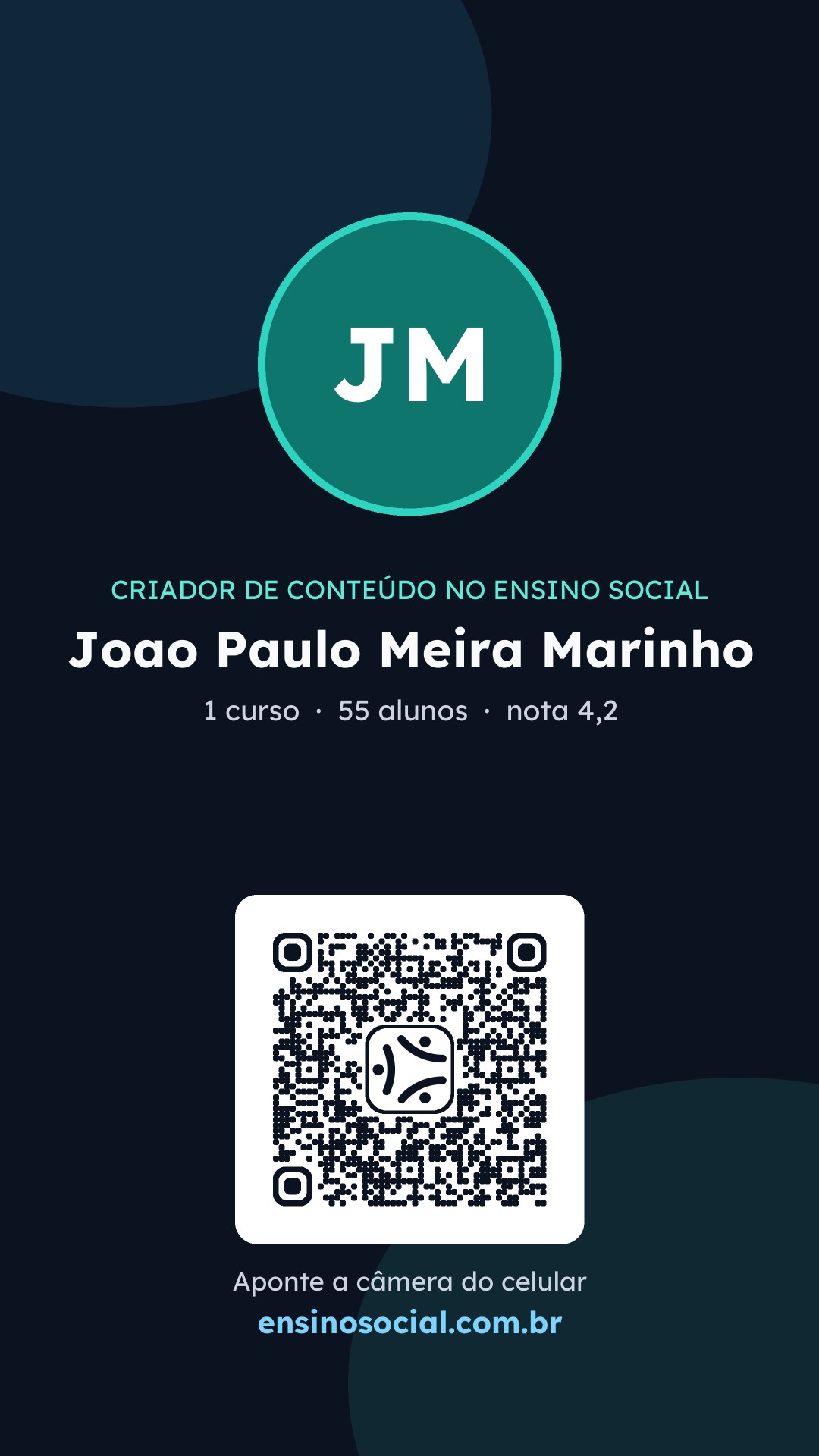 Cartão vertical de divulgação do perfil, formato Stories