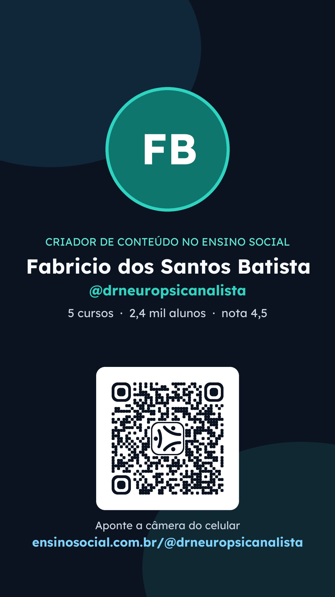Cartão vertical de divulgação do perfil, formato Stories