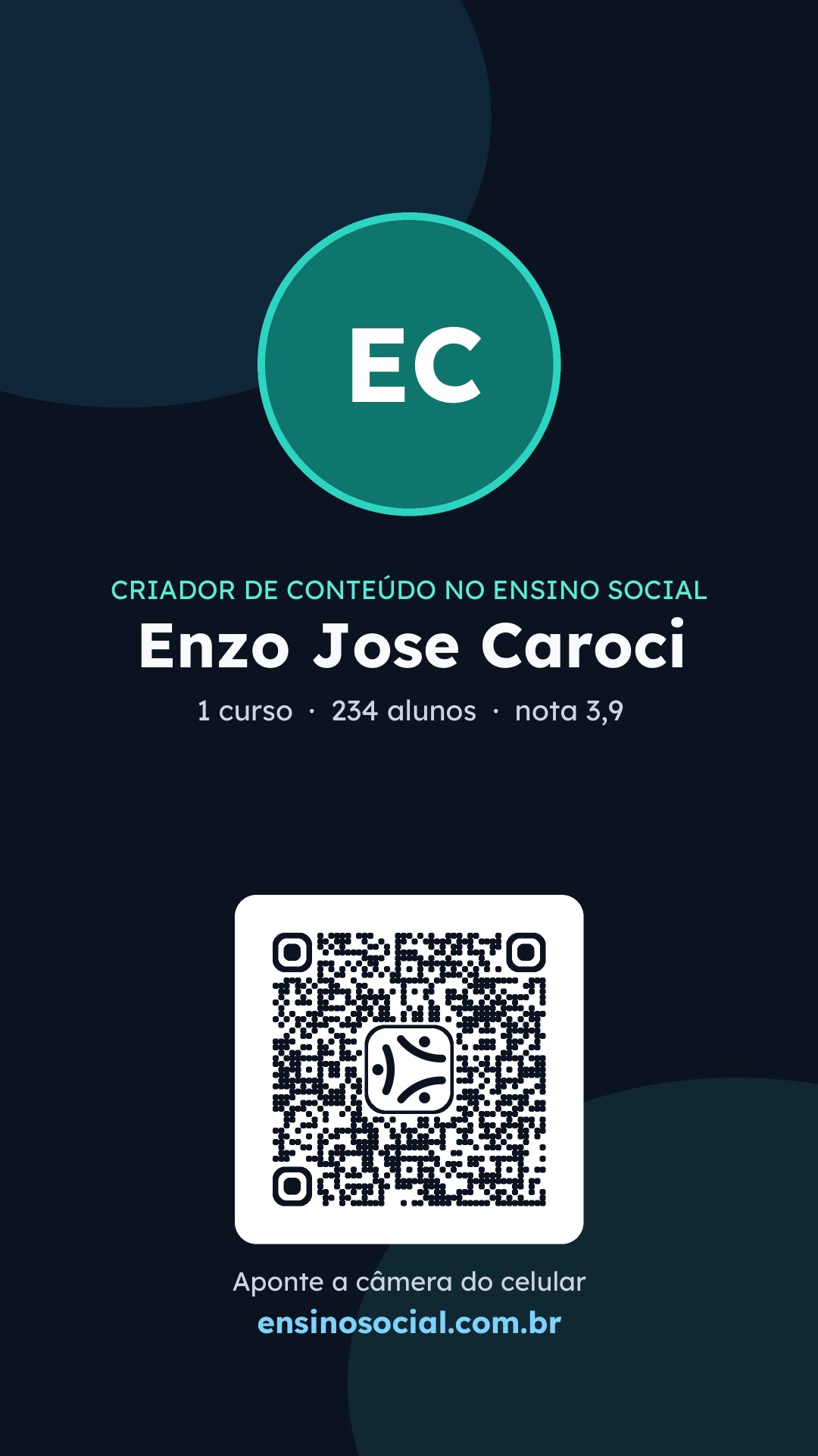 Cartão vertical de divulgação do perfil, formato Stories