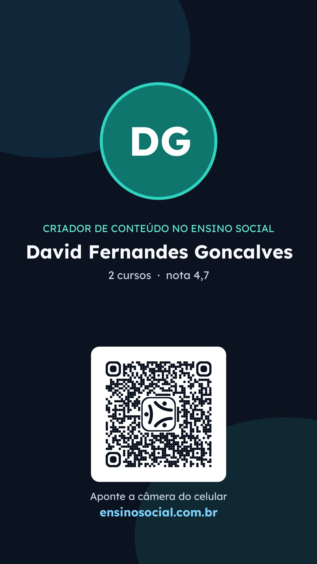 Cartão vertical de divulgação do perfil, formato Stories