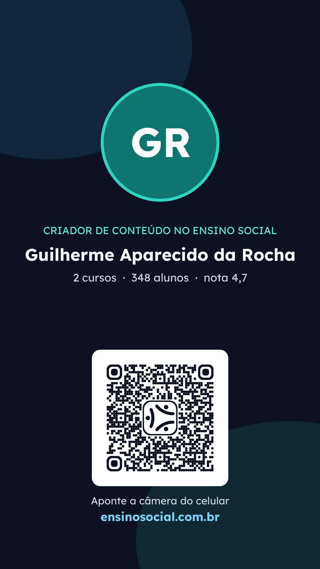 Cartão vertical de divulgação do perfil, formato Stories