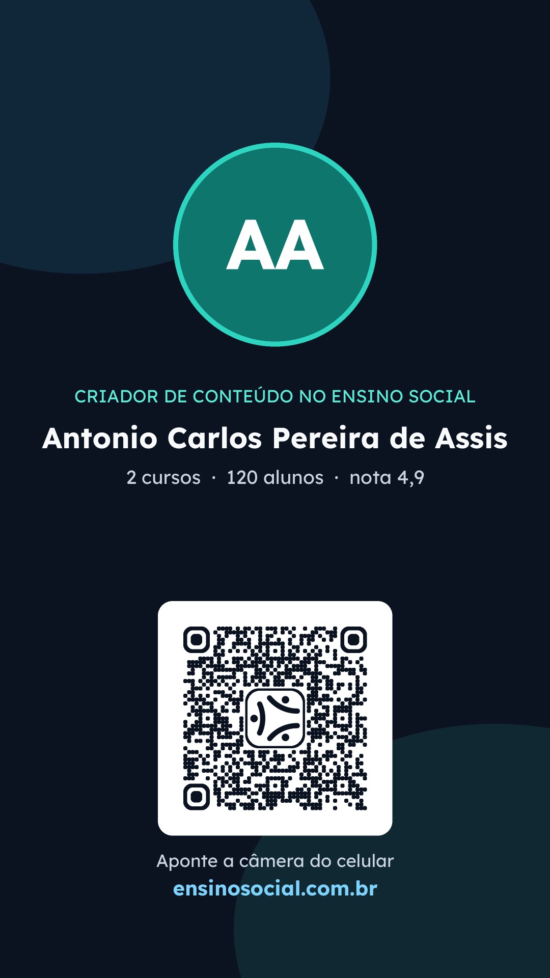 Cartão vertical de divulgação do perfil, formato Stories