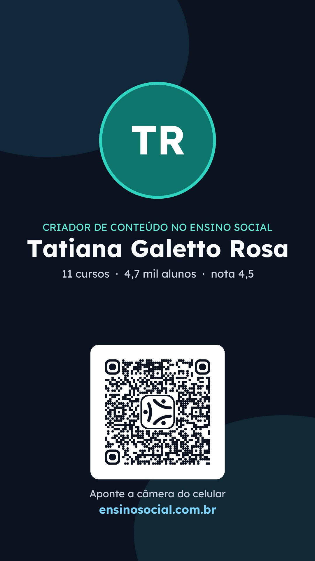 Cartão vertical de divulgação do perfil, formato Stories
