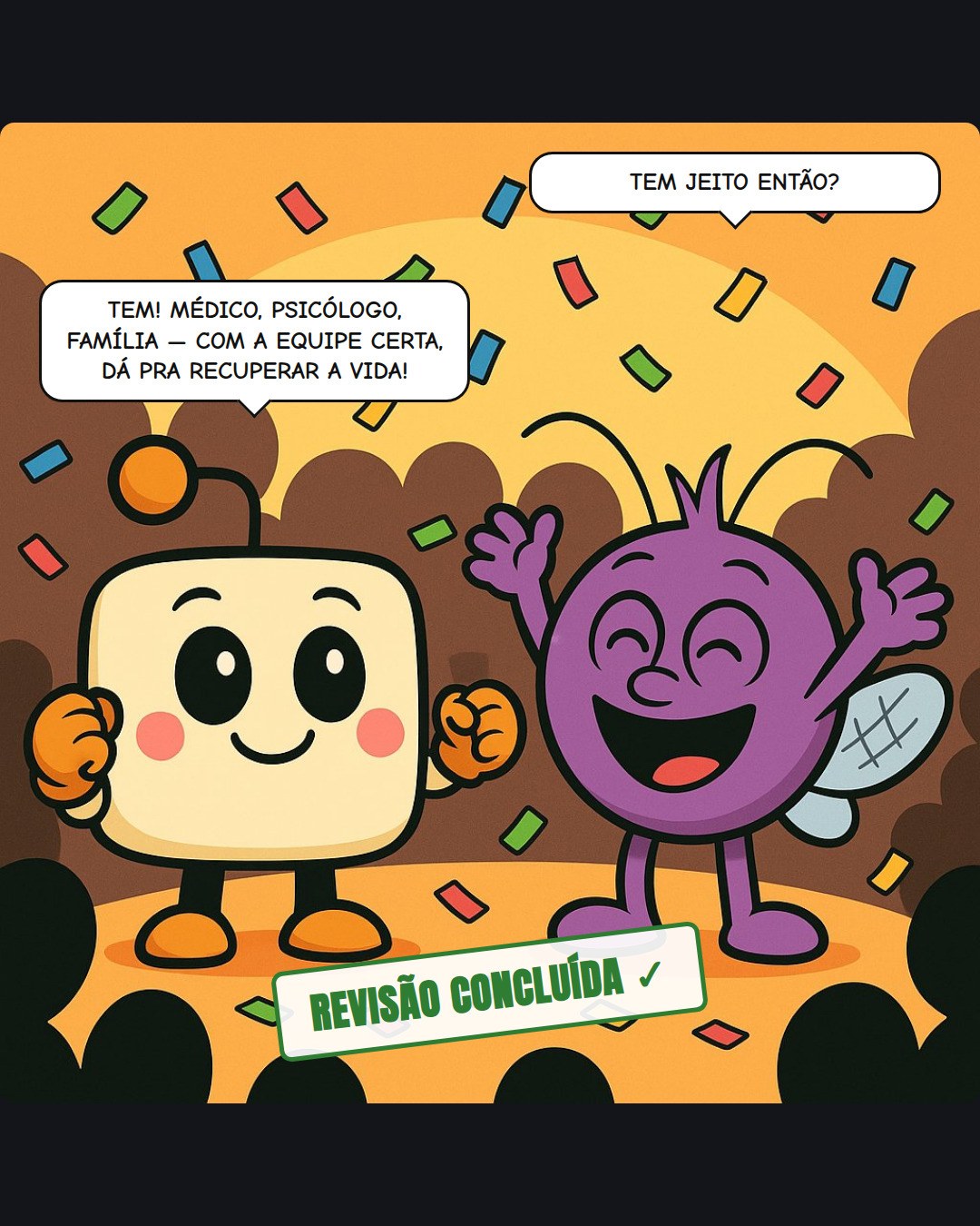 Até no gibi o psicólogo salva o dia. 💜

Neste Dia do Psicólogo, deslize pra ler a história completa: Bit & Bug em A Armadilha do Cérebro, a nossa HQ sobre dependência química. A resposta que fecha a história é séria e cheia de esperança: com médico, psicólogo e família, dá pra recuperar a vida.

É assim que a revisão funciona por aqui: a aula vira gibi, e a leitura é aberta pra todo mundo.

📖 Leia de graça: ensinosocial.com.br/gibi — foto 8 de 9