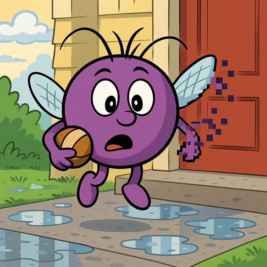Bug: Hoje tem bola na rua! Nada me segura.
Bug: Ué... a calçada tá toda molhada.