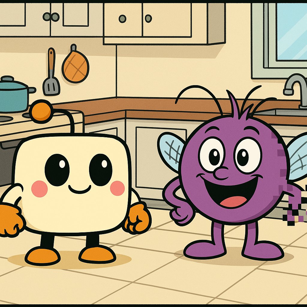 Bit: Essa docinha? Comprei do feirante que coçou o nariz.
Bug: QUÊ?! Então ele falou a verdade... e eu fiquei com a aguada!