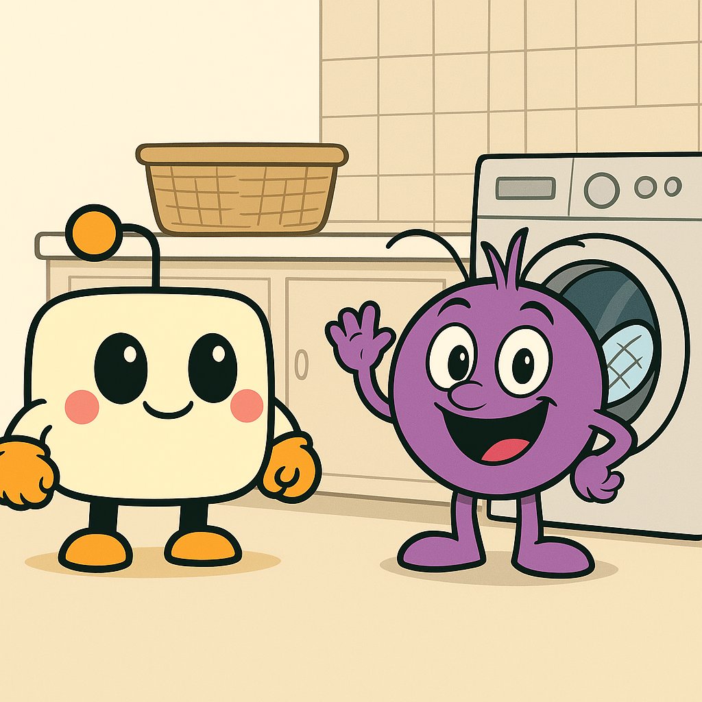 Bit: Você apostou na máquina — e ela fez a parte dela: lavou certinho o que entrou.
Bit: Quem pintou as camisas foi esta meia. O estrago entrou ANTES de você ligar!