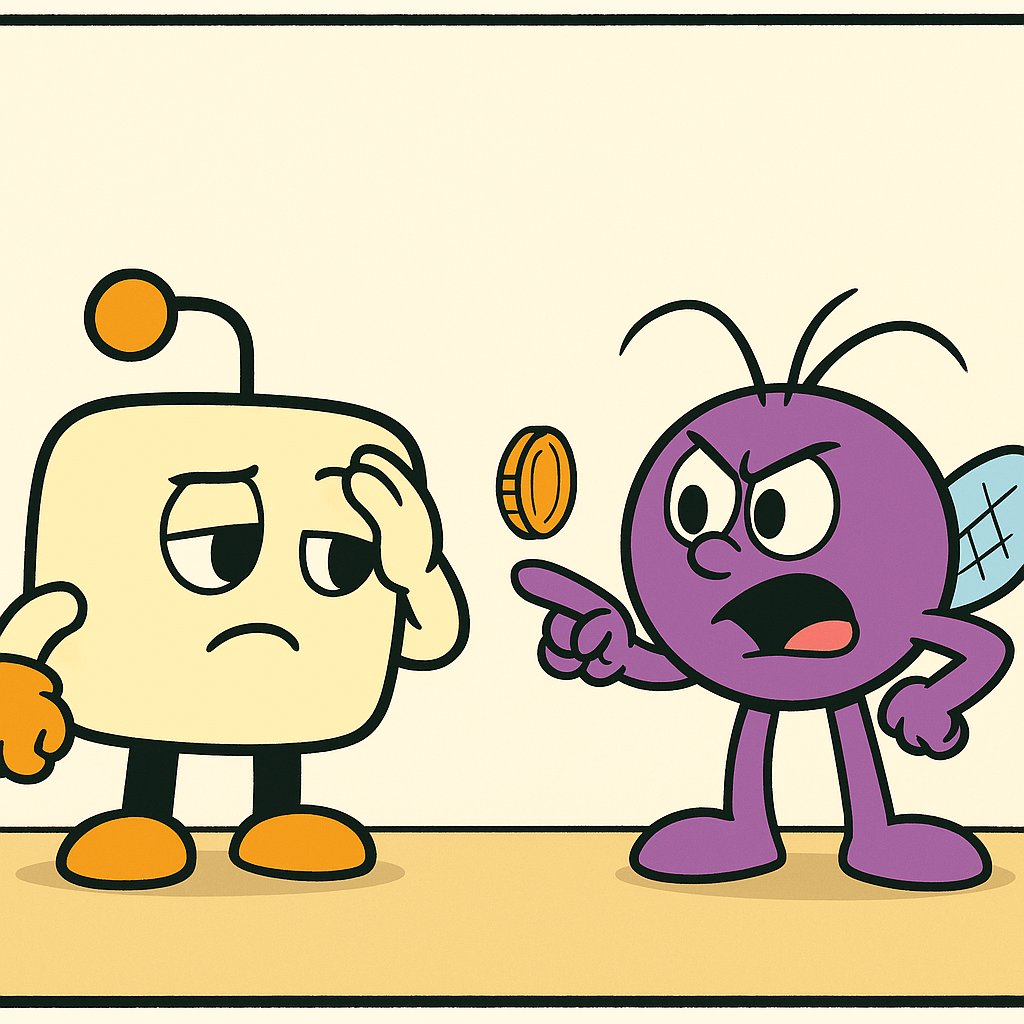 Bug: OK! Nova proposição: 'Caia em cara, moedinhaaa!'
Bit: Isso é uma ORDEM, Bug. Ordem também não vale!